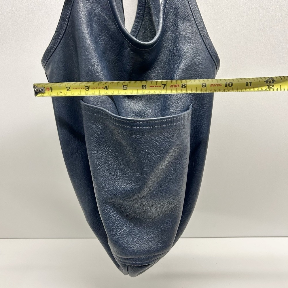 Rough and Tumble Leather Hobo Slouch Tote Bag Blue Pockets Made in Maine - Picture 16 of 16